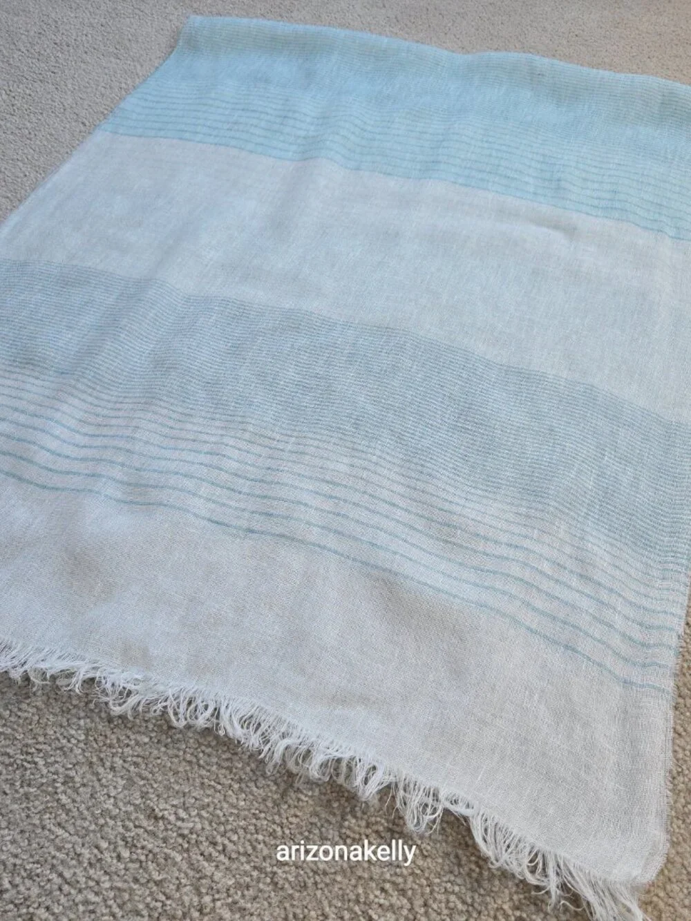 NWT Linen Scarf Blue and White Stripe Le Nuage Italy - Picture 7 of 13